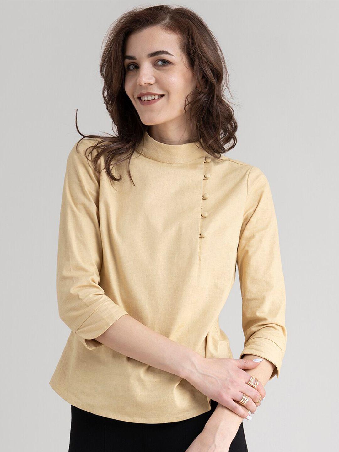 fablestreet-yellow-high-neck-top