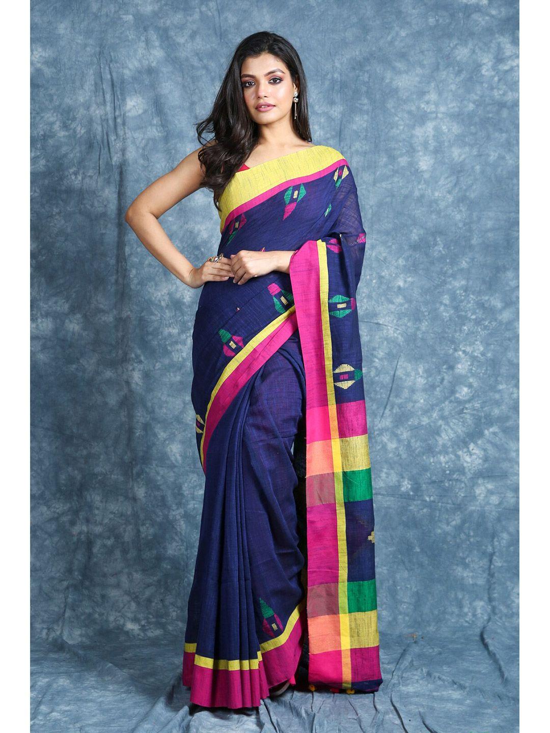 arhi-blue-&-pink-embroidered-saree