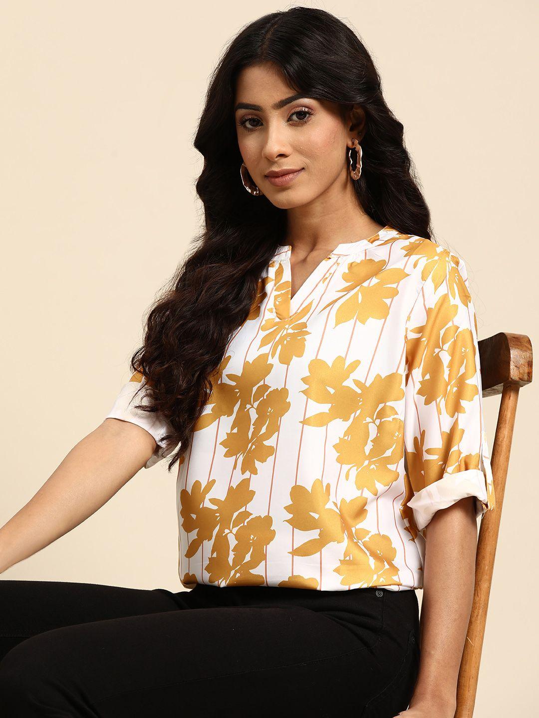 all-about-you-white-&-mustard-yellow-floral-print-top