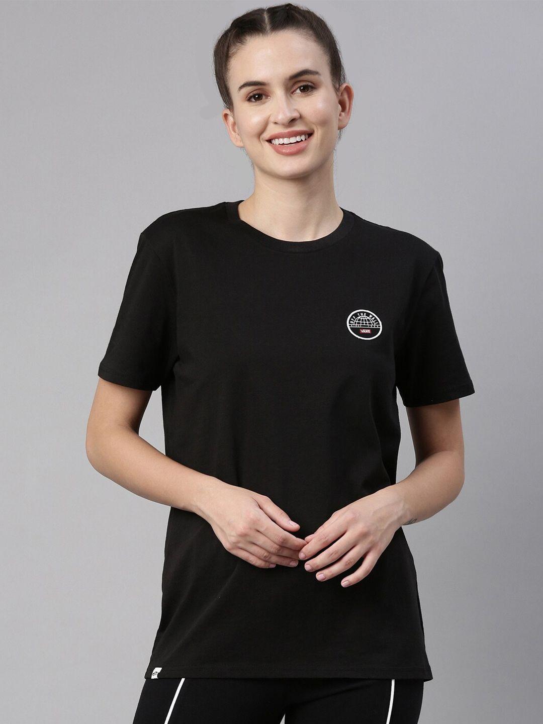 vans-women-black-solid-cotton-t-shirt