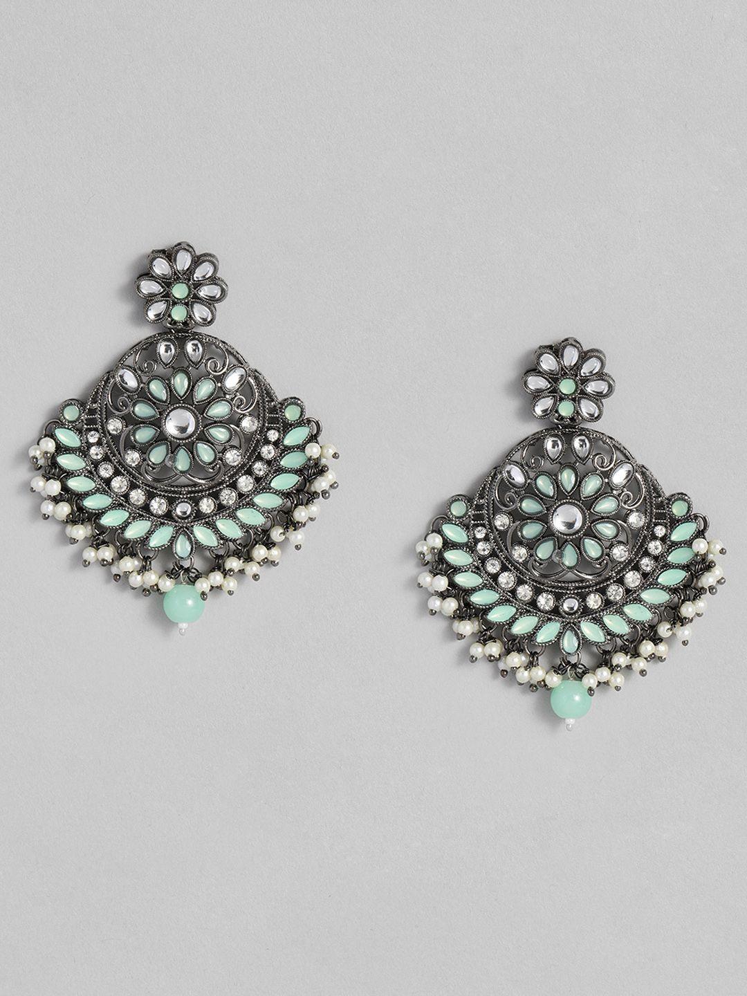 i-jewels-sea-green-&-white-oxidized-silver-plated-kundan-&-stone-studded-chandbali