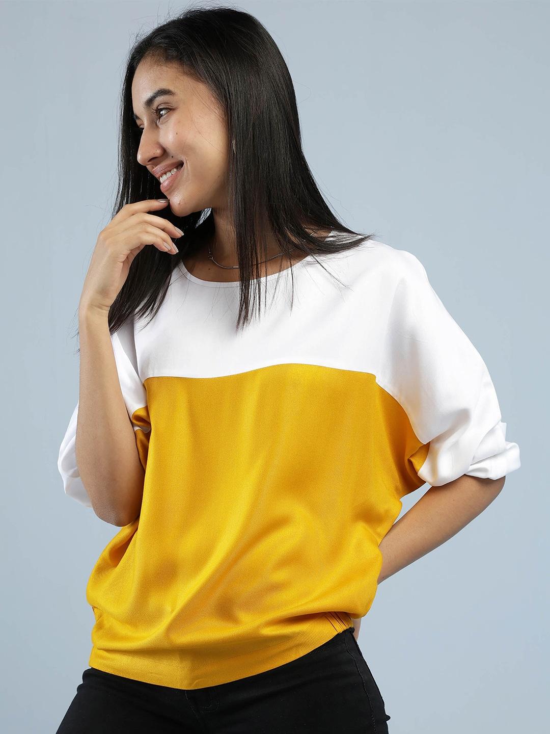 idk-white-&-yellow-colourblocked-top