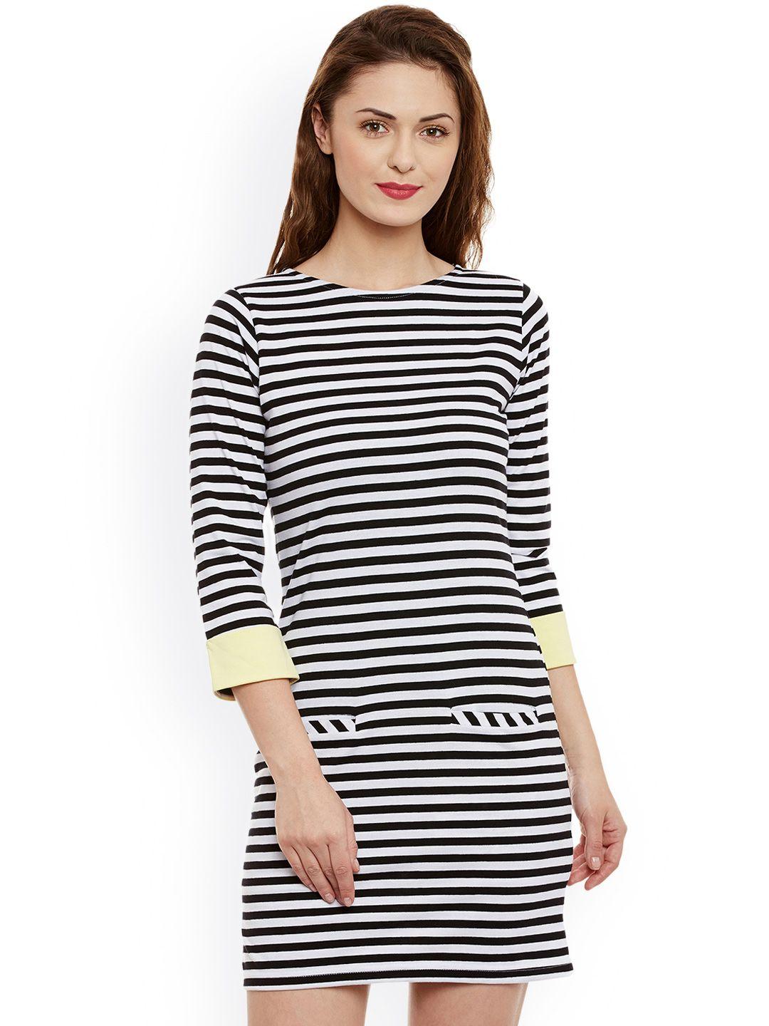 miss-chase-women-black-&-white-striped-sheath-dress