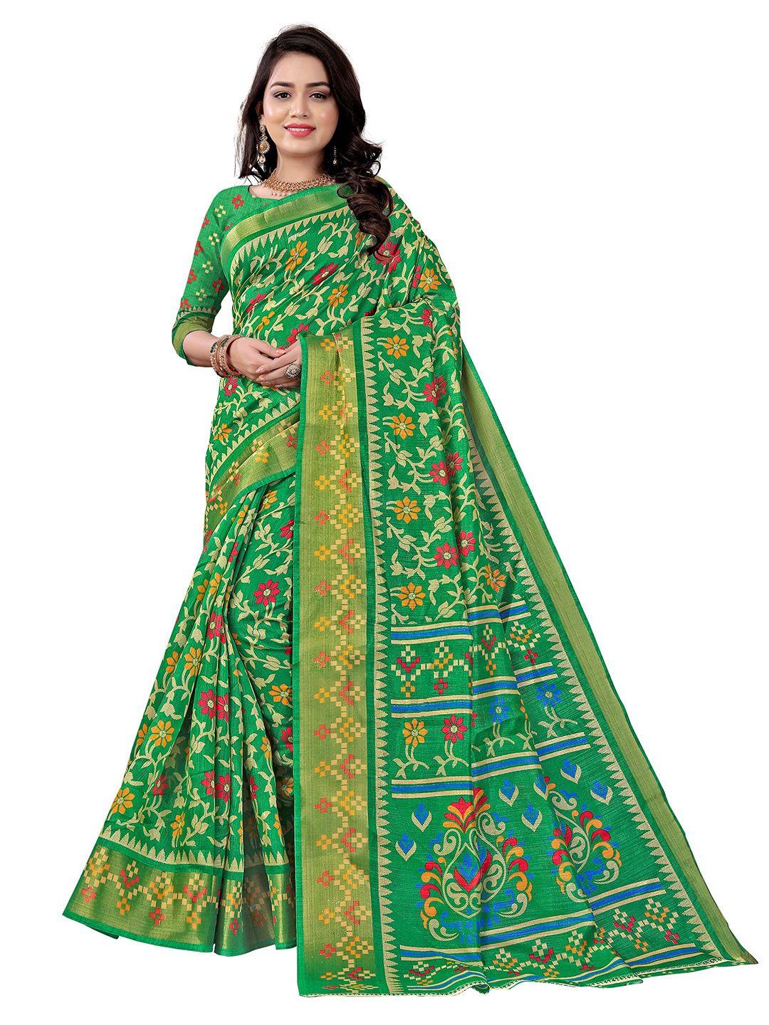 kalini-green-&-red-ethnic-motifs-mysore-silk-saree