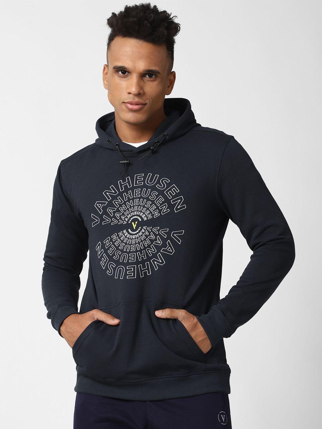 van-heusen-flex-men-navy-blue-printed-hooded-sweatshirt