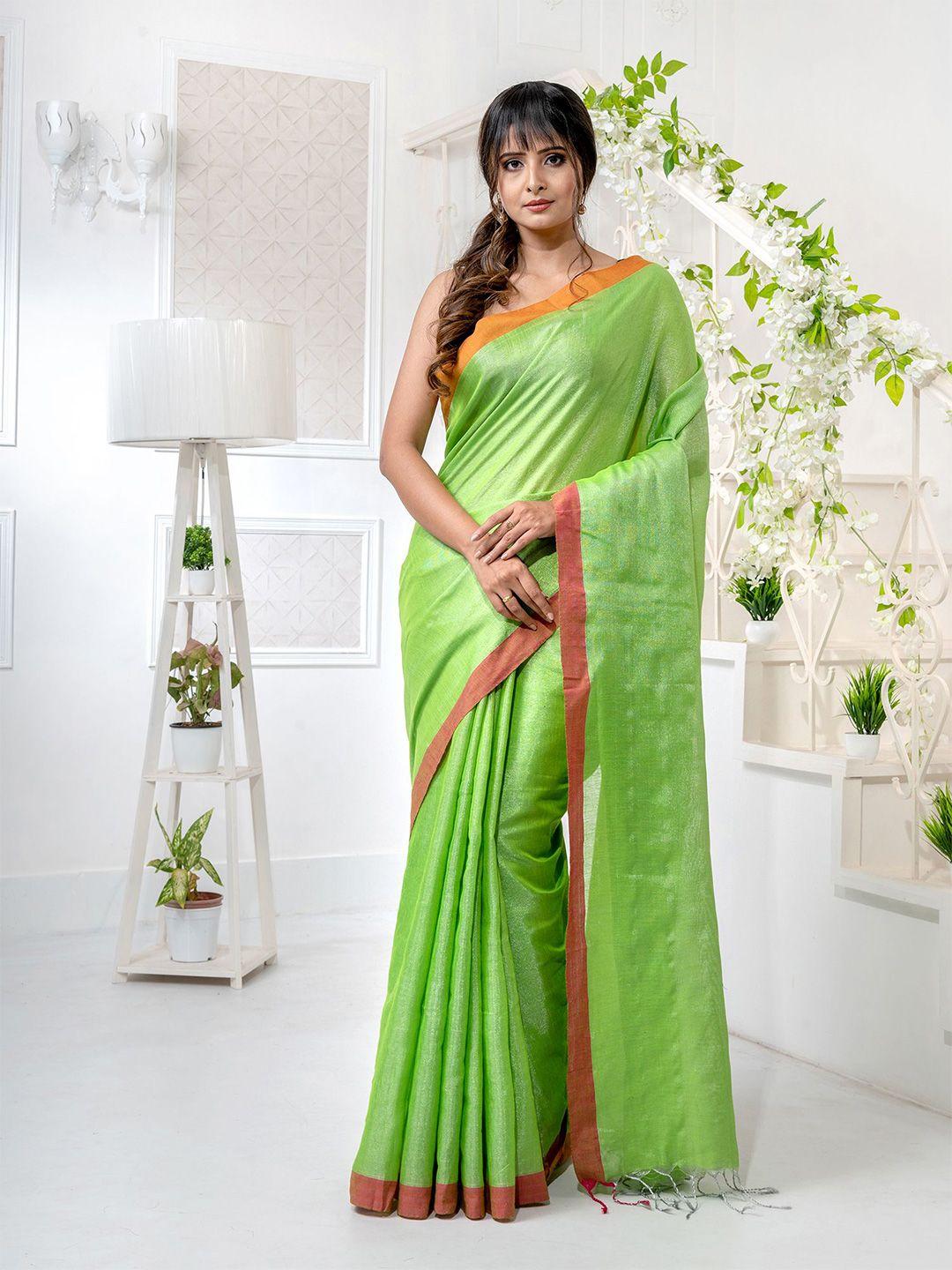 charukriti-green-&-orange-woven-design-tissue-saree