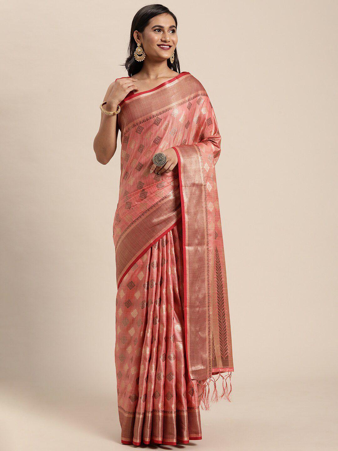 gajarai-orange-&-gold-toned-woven-design-zari-silk-cotton-chanderi-saree