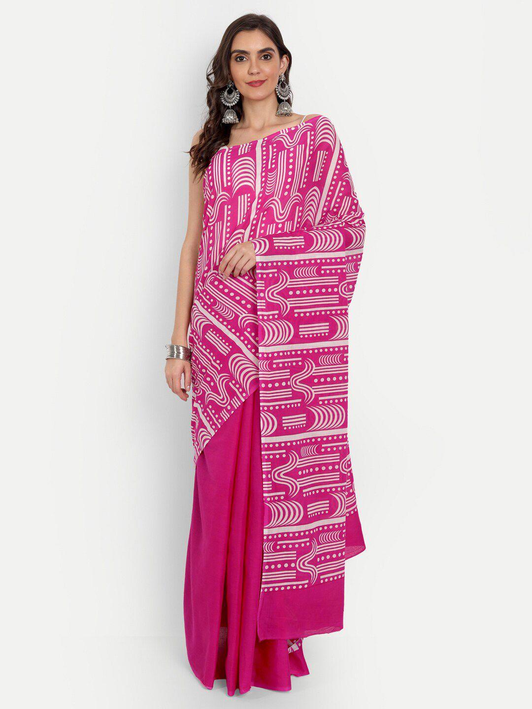 buta-buti-pink-&-white-printed-pure-cotton-saree