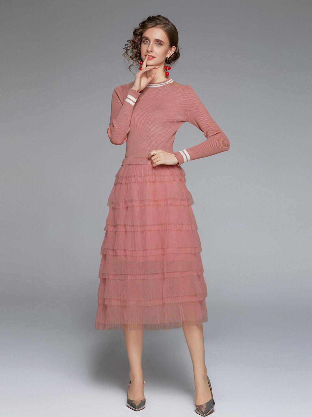 jc-collection-women--pink-layered-midi-long-sleeves-dress