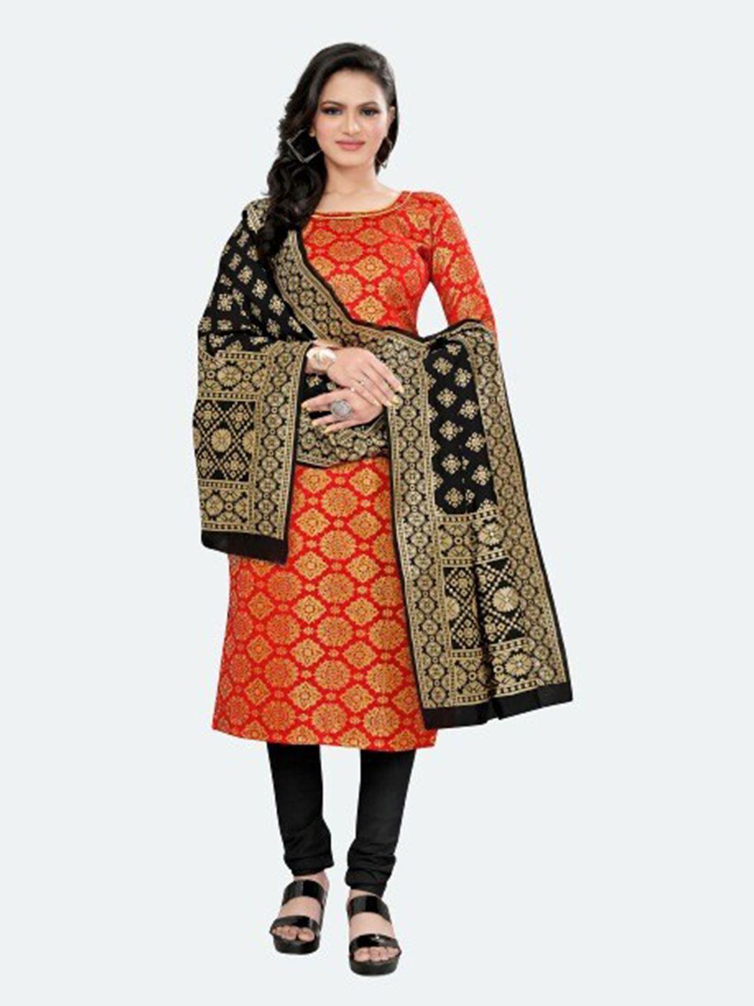 morly-women-red-&-black-dupion-silk-unstitched-dress-material