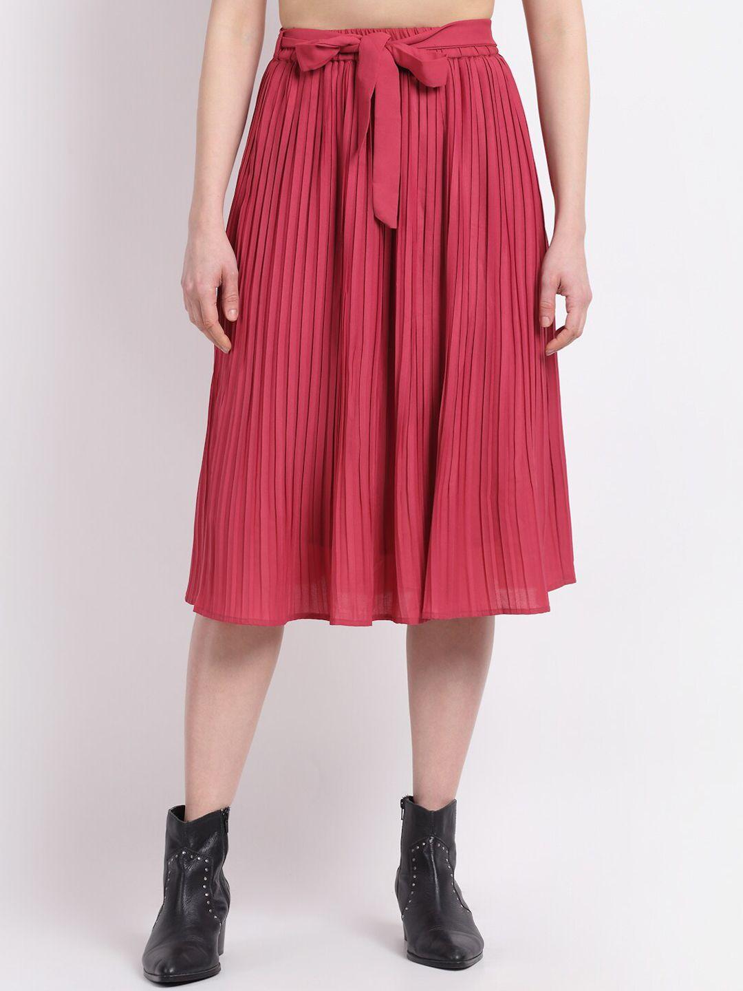 la-zoire-women-pink-solid-accordion-pleats-skirt