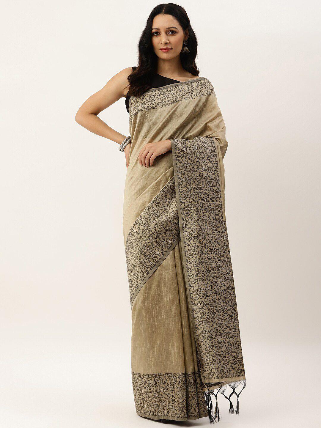 vishnu-weaves-cream-coloured-&-black-woven-design-bhagalpuri-saree