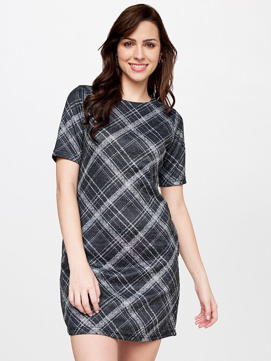 and-women-charcoal-checked-sheath-dress