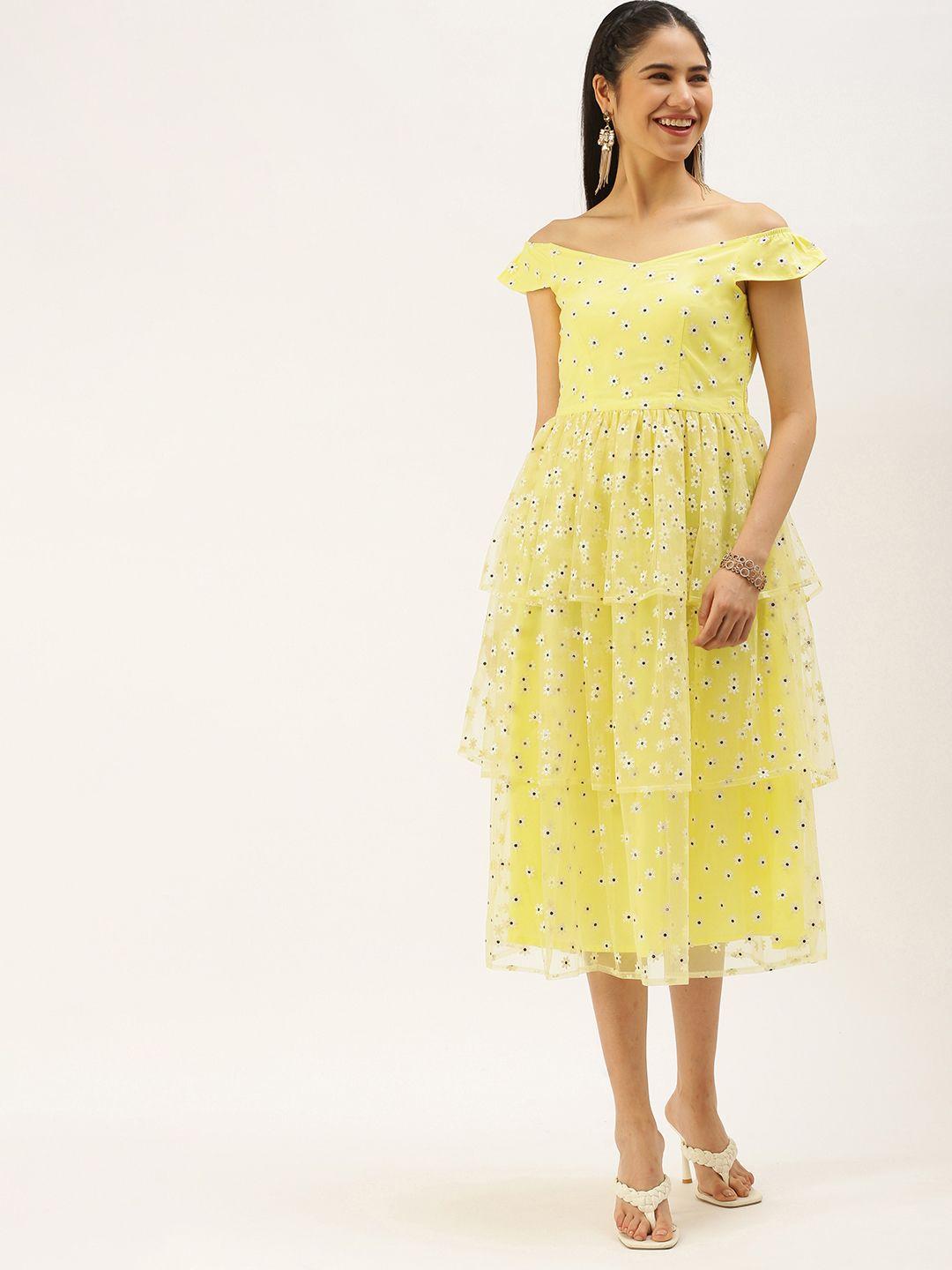 ethnovog-yellow--white-floral-foil-print-off-shoulder-layered-net-a-line-midi-dress