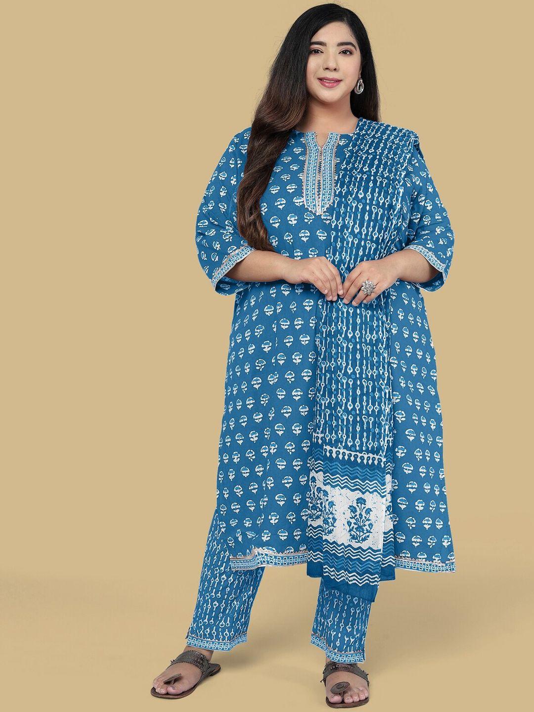 mirchi-fashion-women-ethnic-motifs-printed-pure-cotton-kurti-with-trousers-&-dupatta