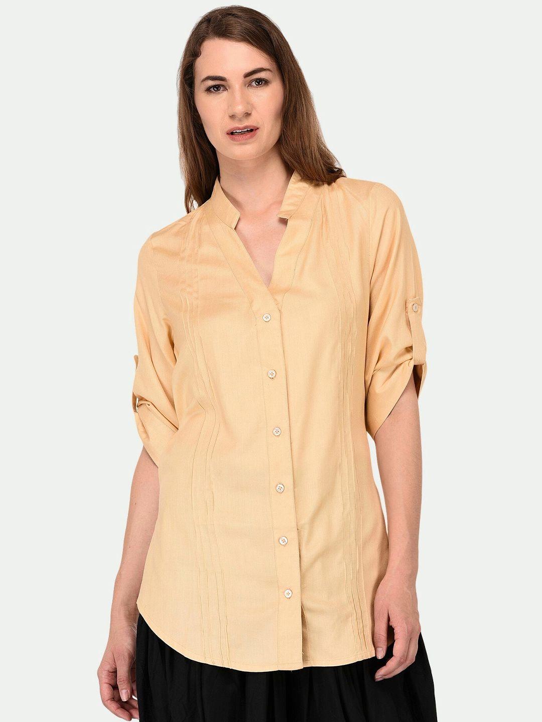 patrorna-women-gold-toned-comfort-casual-shirt