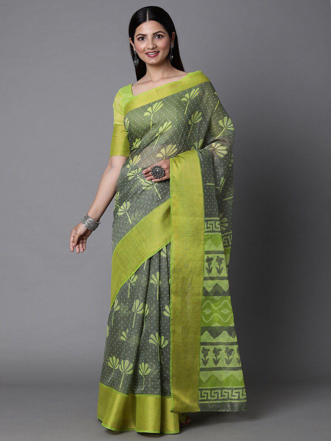 mitera-green-&-grey-ethnic-motifs-silk-cotton-muga-saree-with-matching-blouse