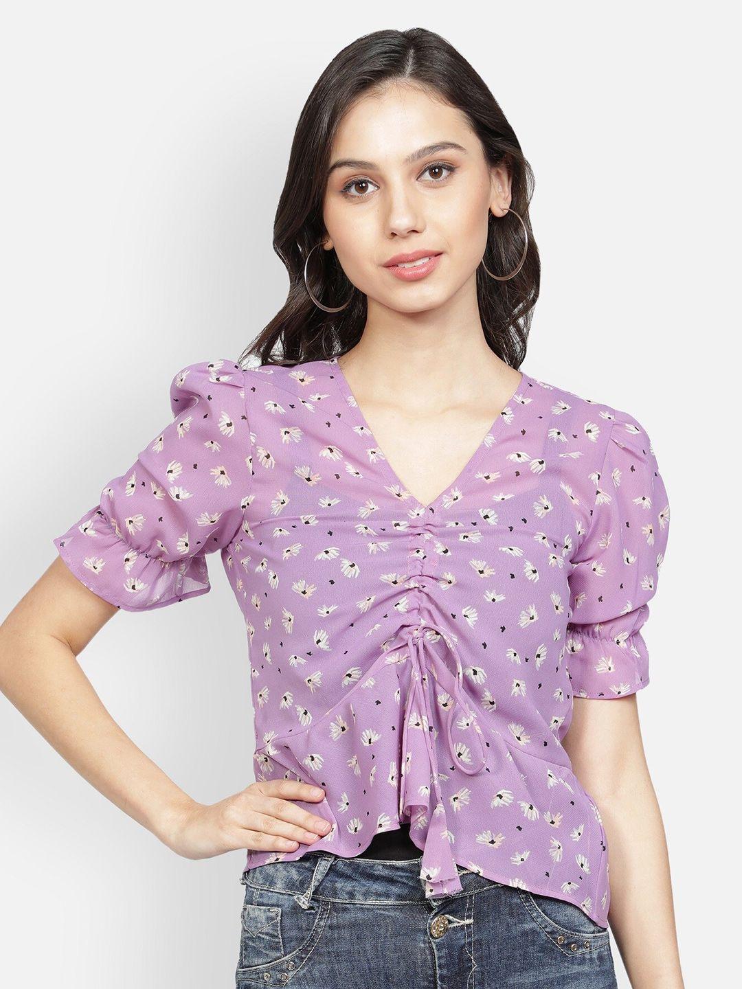 sipsew-women-purple-&-white-floral-print-georgette-top