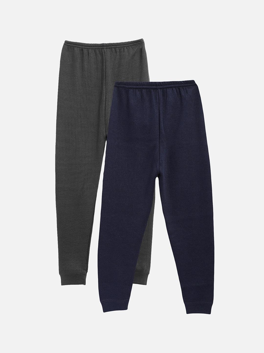 kanvin-boys-pack-of-2-navy-blue-and-charcoal-black-solid-thermal-bottoms