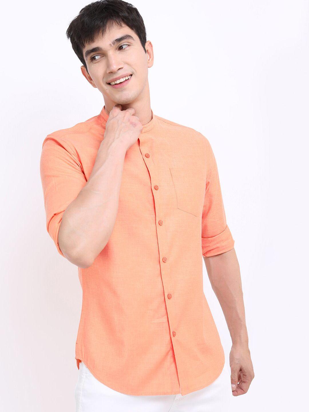 ketch-men-peach-coloured-slim-fit-casual-shirt
