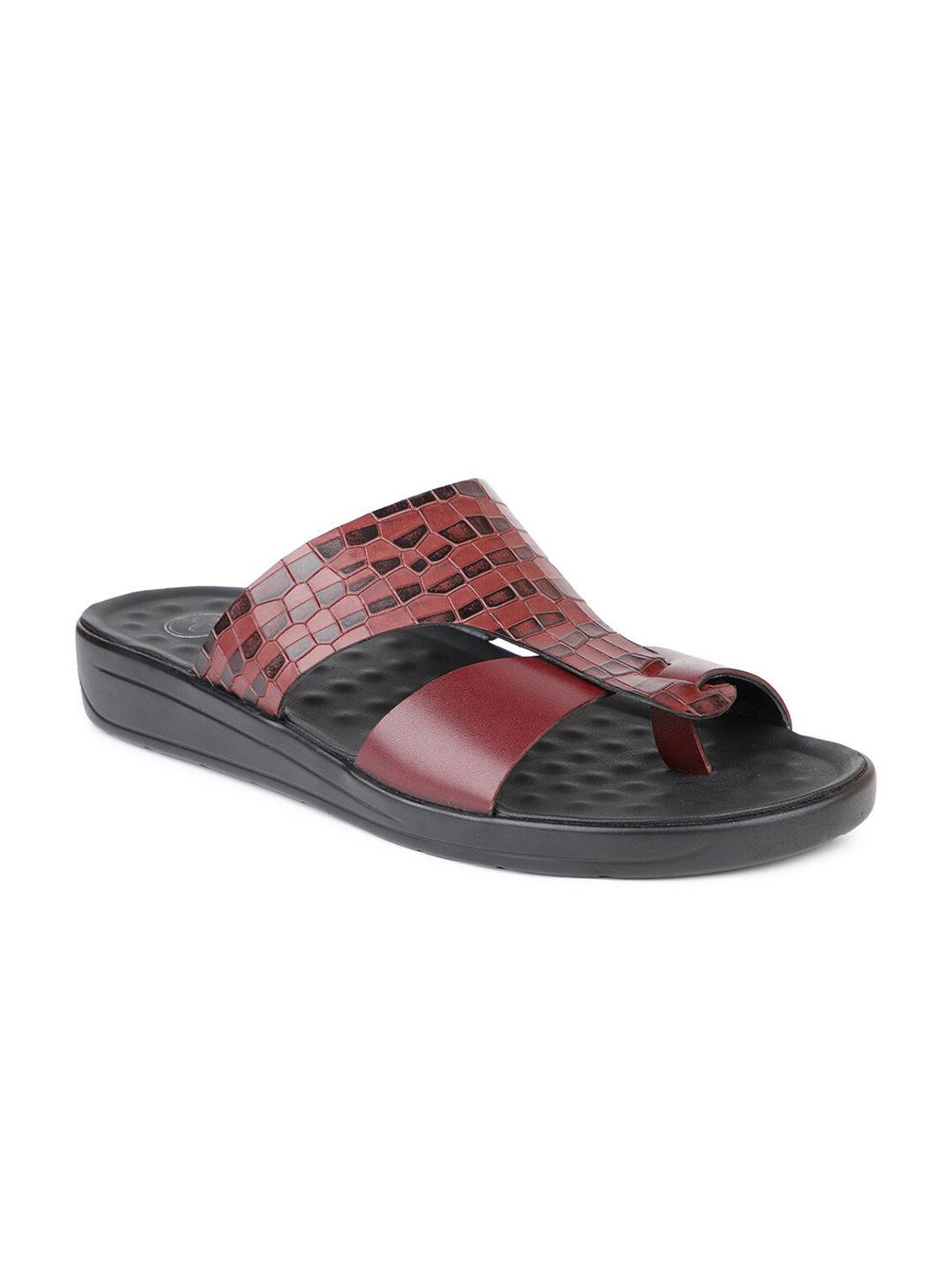 privo-men-maroon-&-black-leather-comfort-sandals