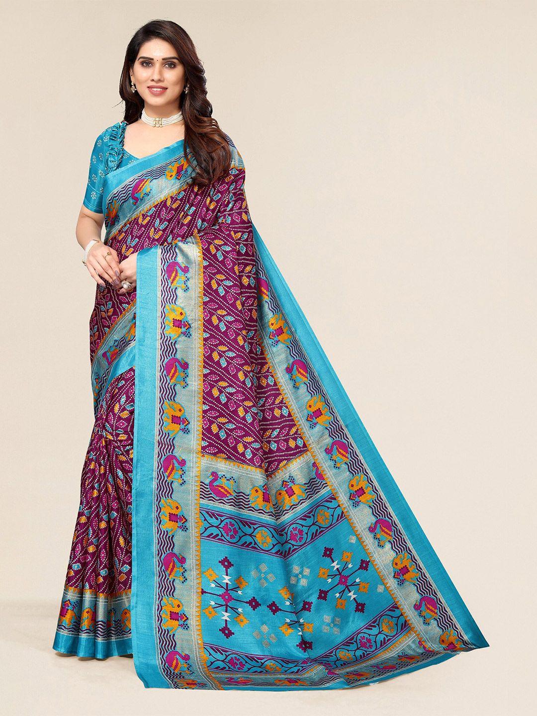winza-designer-magenta-&-blue-ethnic-motifs-silk-cotton-mysore-silk-saree