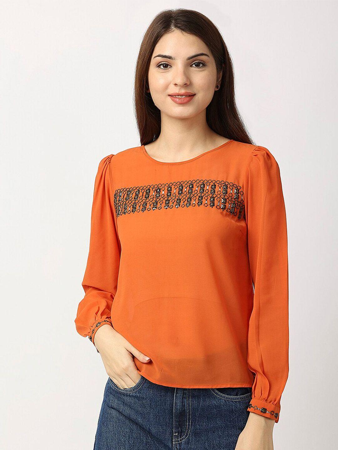 aaliya-orange-embellished-studded-georgette-top