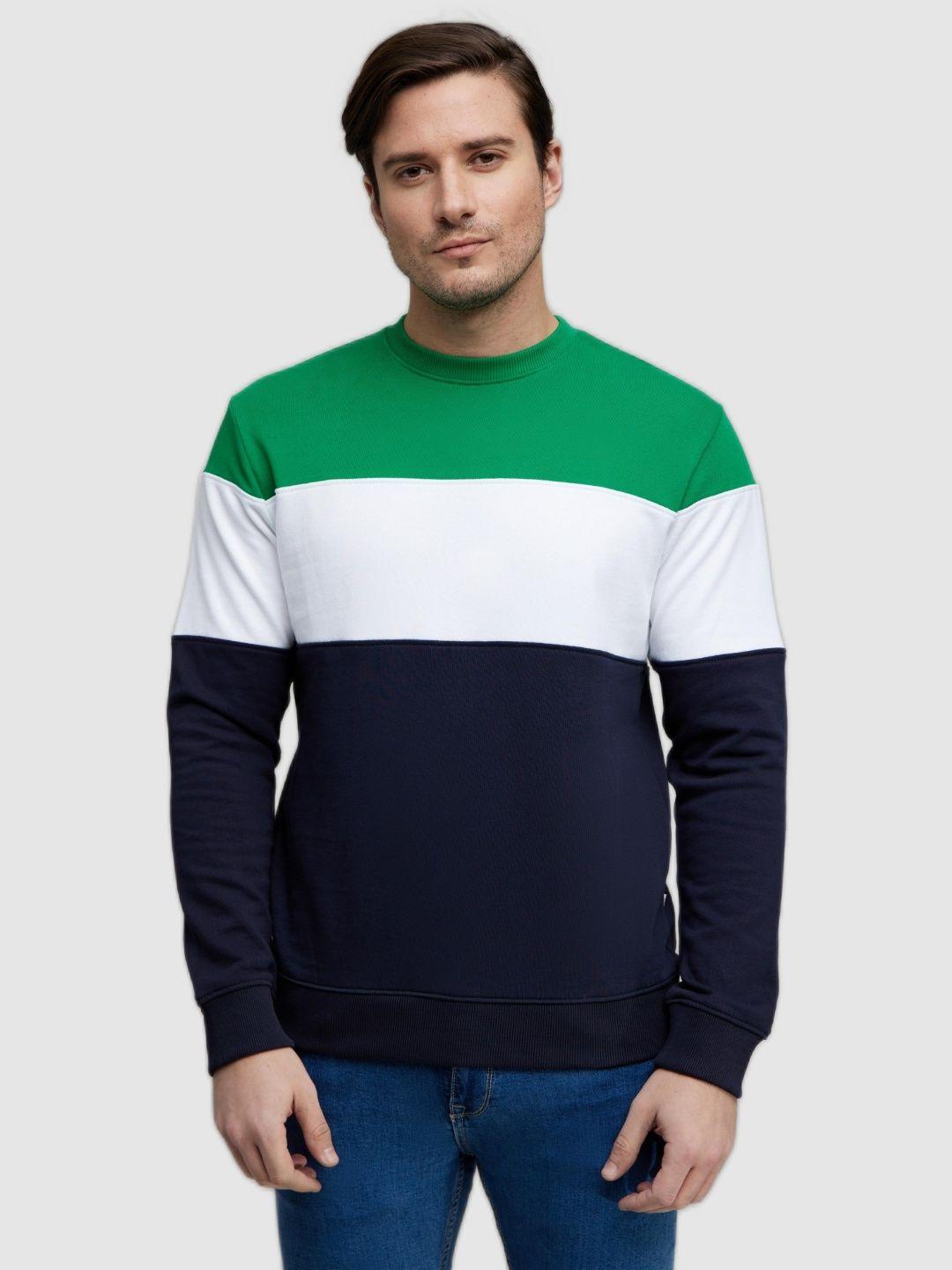 celio-men-navy-blue-&-white-colourblocked-cotton-sweatshirt