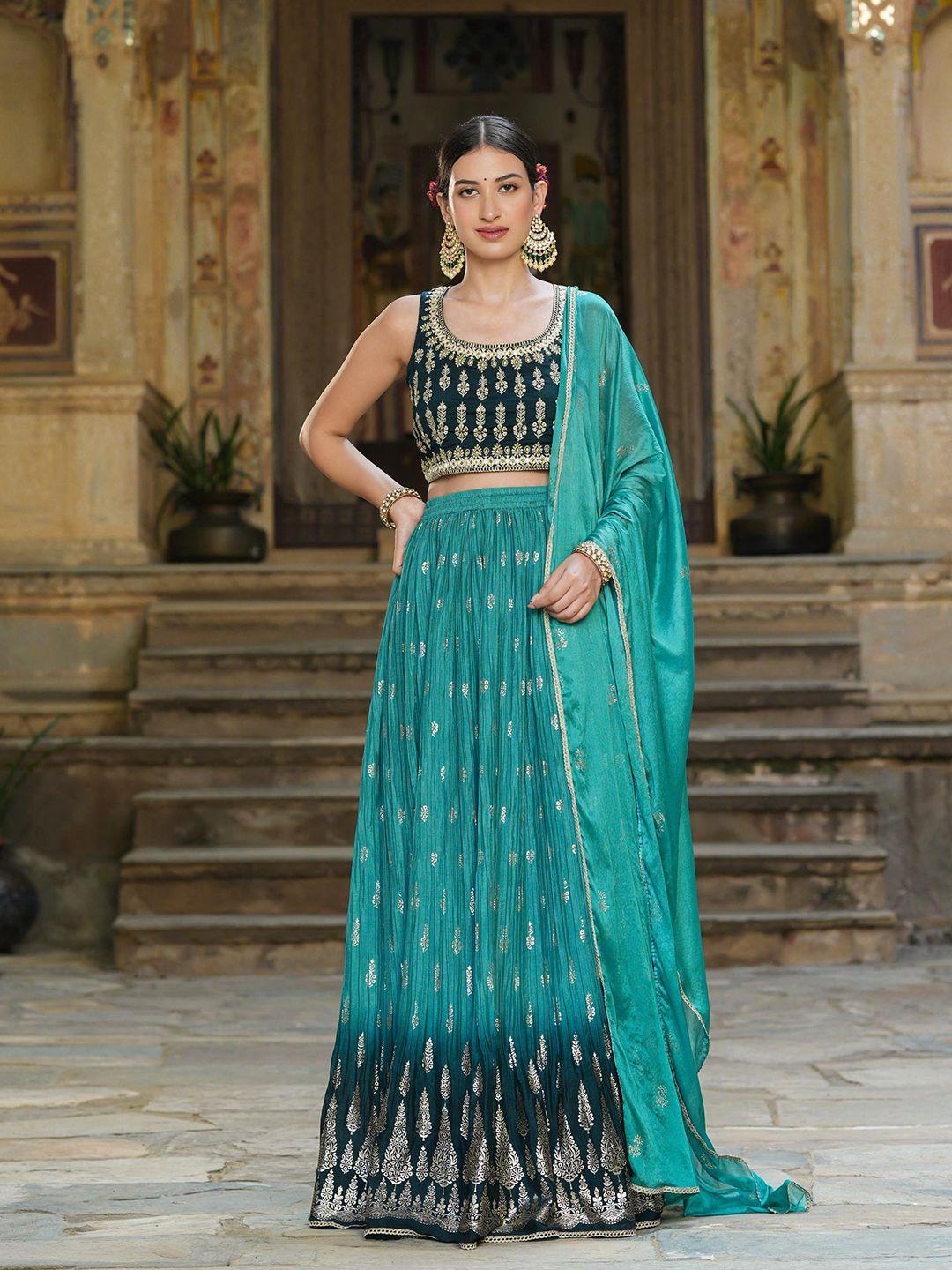 scakhi-green-&-navy-blue-embroidered-foil-print-ready-to-wear-lehenga-&-blouse-with-dupatta