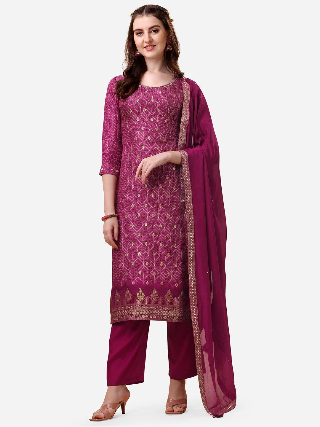 seerat-women-maroon-printed-pure-silk-kurti-with-trousers-&-with-dupatta