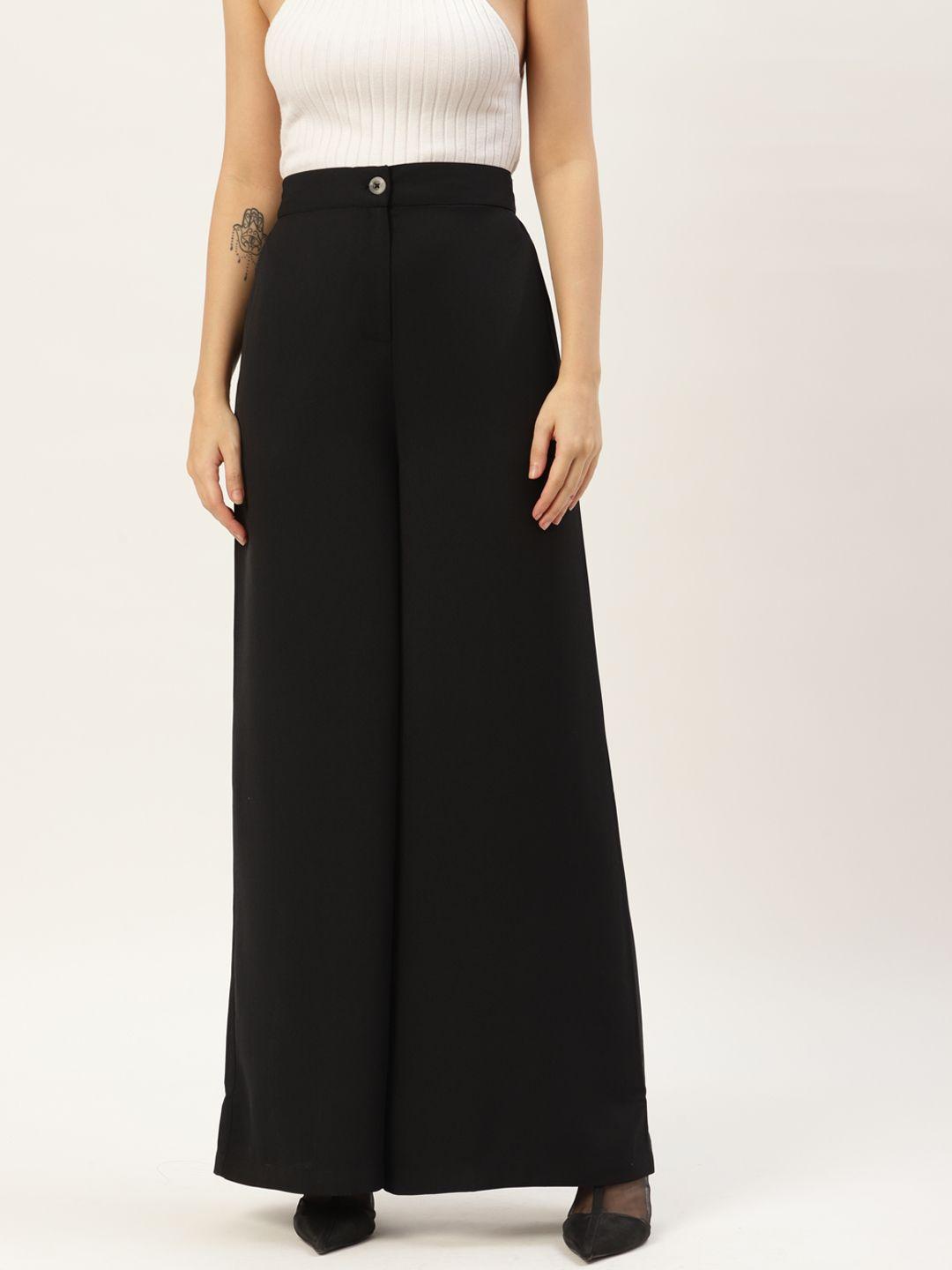 rue-collection-women-black-solid-high-rise-parallel-trousers