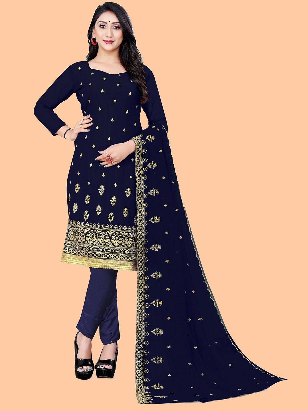 kalini-navy-blue-&-gold-toned-embroidered-silk-georgette-unstitched-dress-material