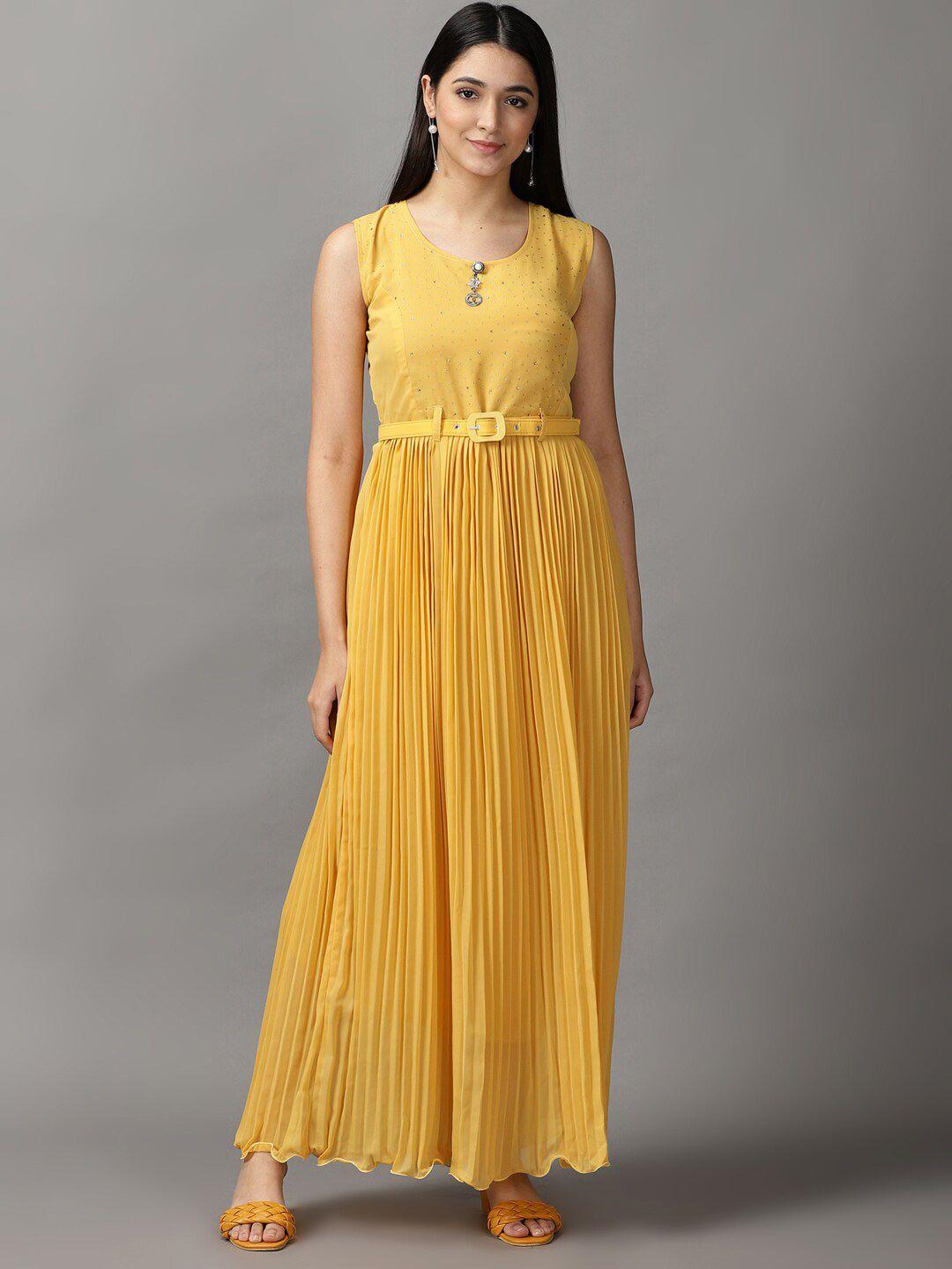 showoff-women-yellow-midi-dress