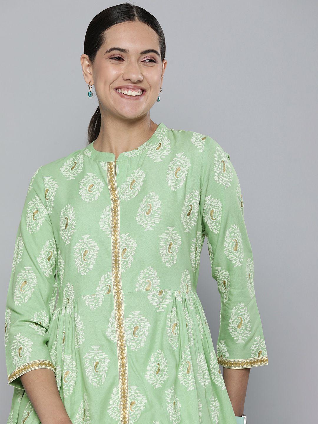 here&now-green-ethnic-motifs-printed-kurti