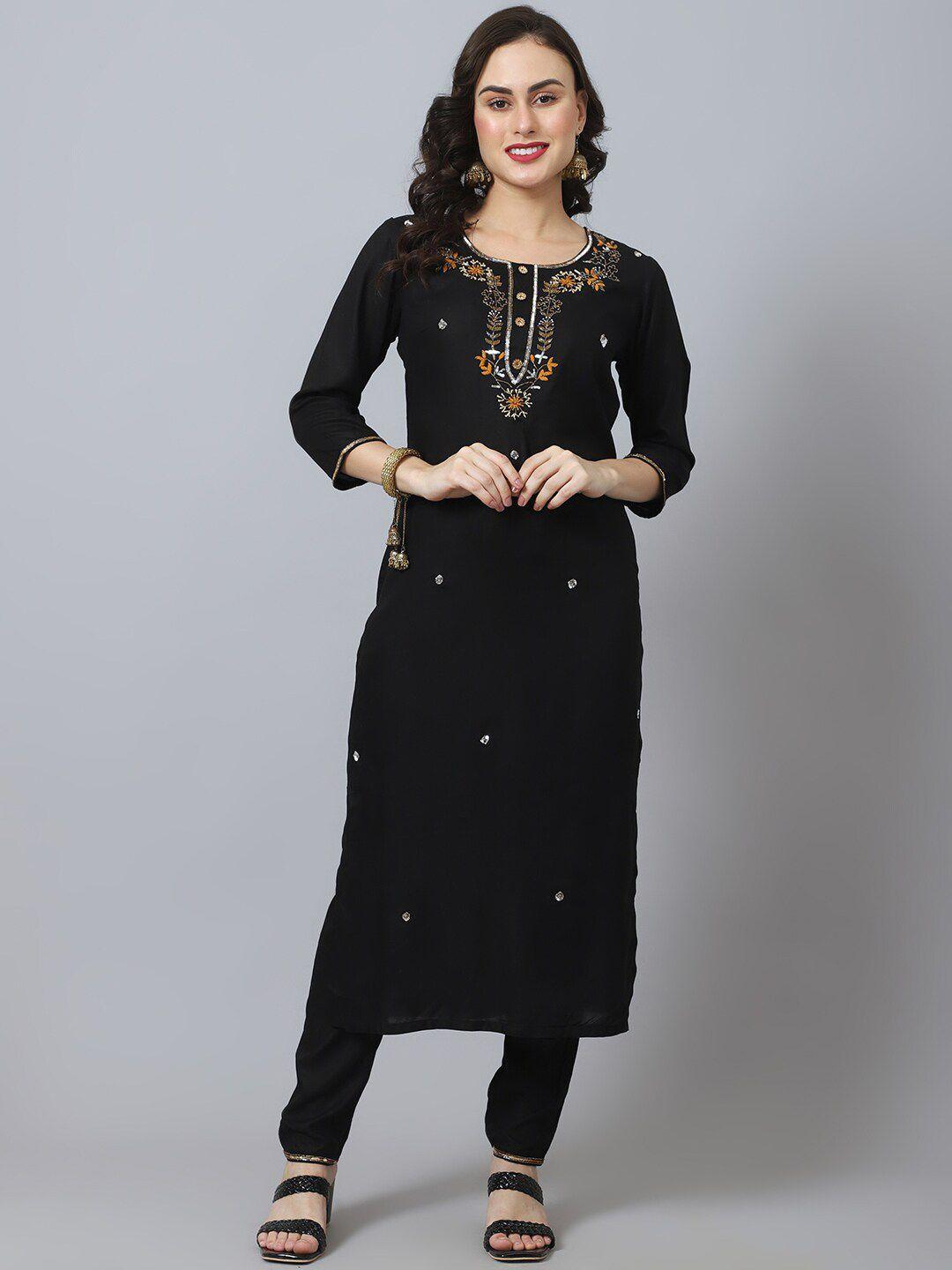 tulsattva-black-ethnic-motifs-embroidered-sequinned-kurta-with-trousers