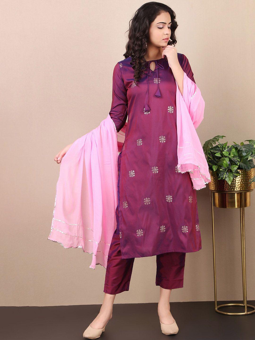 v-tradition-women-ethnic-motifs-sequinned-kurta-with-trousers-&-dupatta