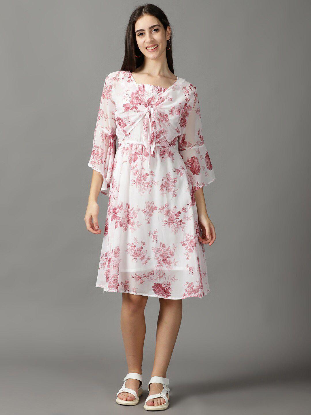 showoff-floral-printed-tie-up-detailed-a-line-dress