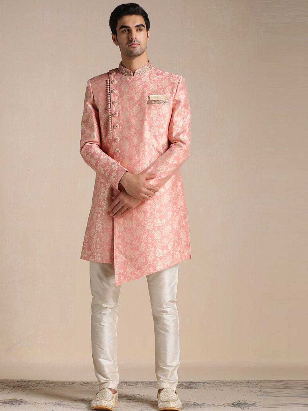 manyavar-floral-print-sherwani-with-pyjama