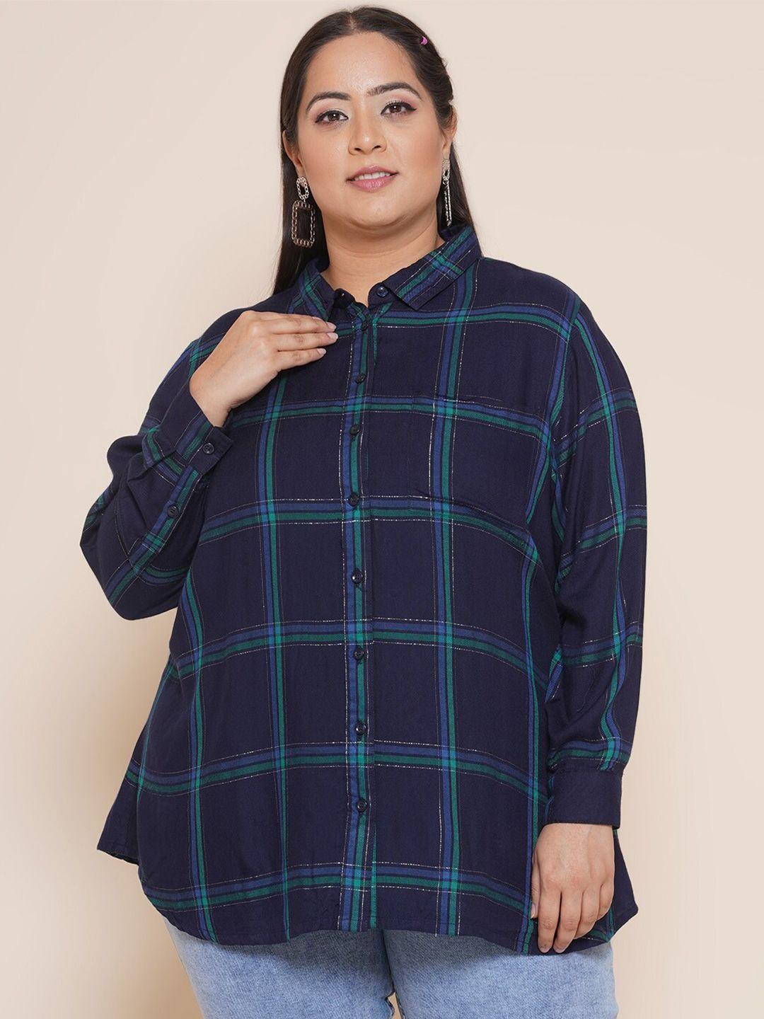 kiaahvi-by-john-pride-women-tartan-checked-plus-size-casual-shirt
