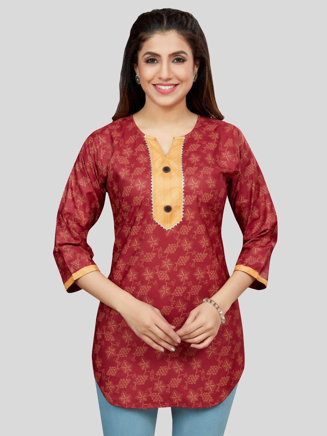 saree-swarg-red-ethnic-motifs-printed-gotta-patti-kurti