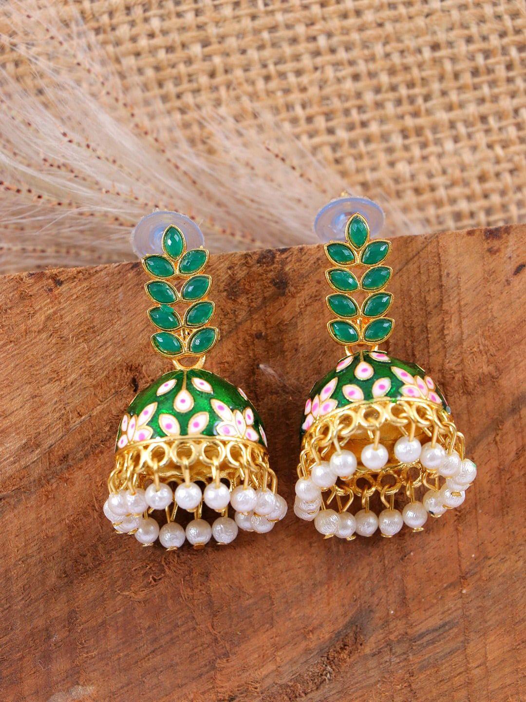 crunchy-fashion-gold-plated-leaf-shaped-jhumkas-earrings
