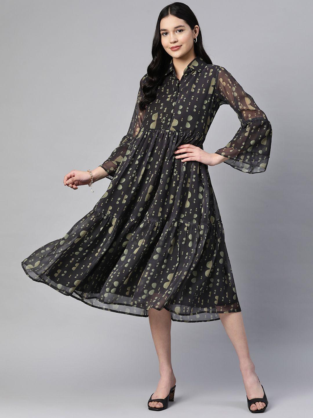 serona-fabrics-printed-shirt-collar-bell-sleeves-georgette-a-line-midi-dress