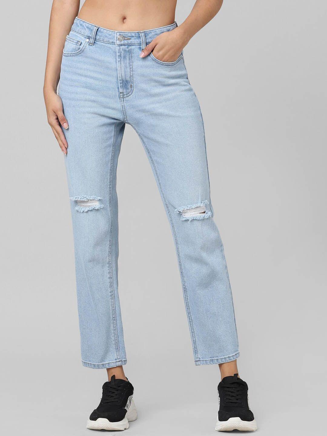 only-women-straight-fit-low-distress-heavy-fade-cotton-jeans