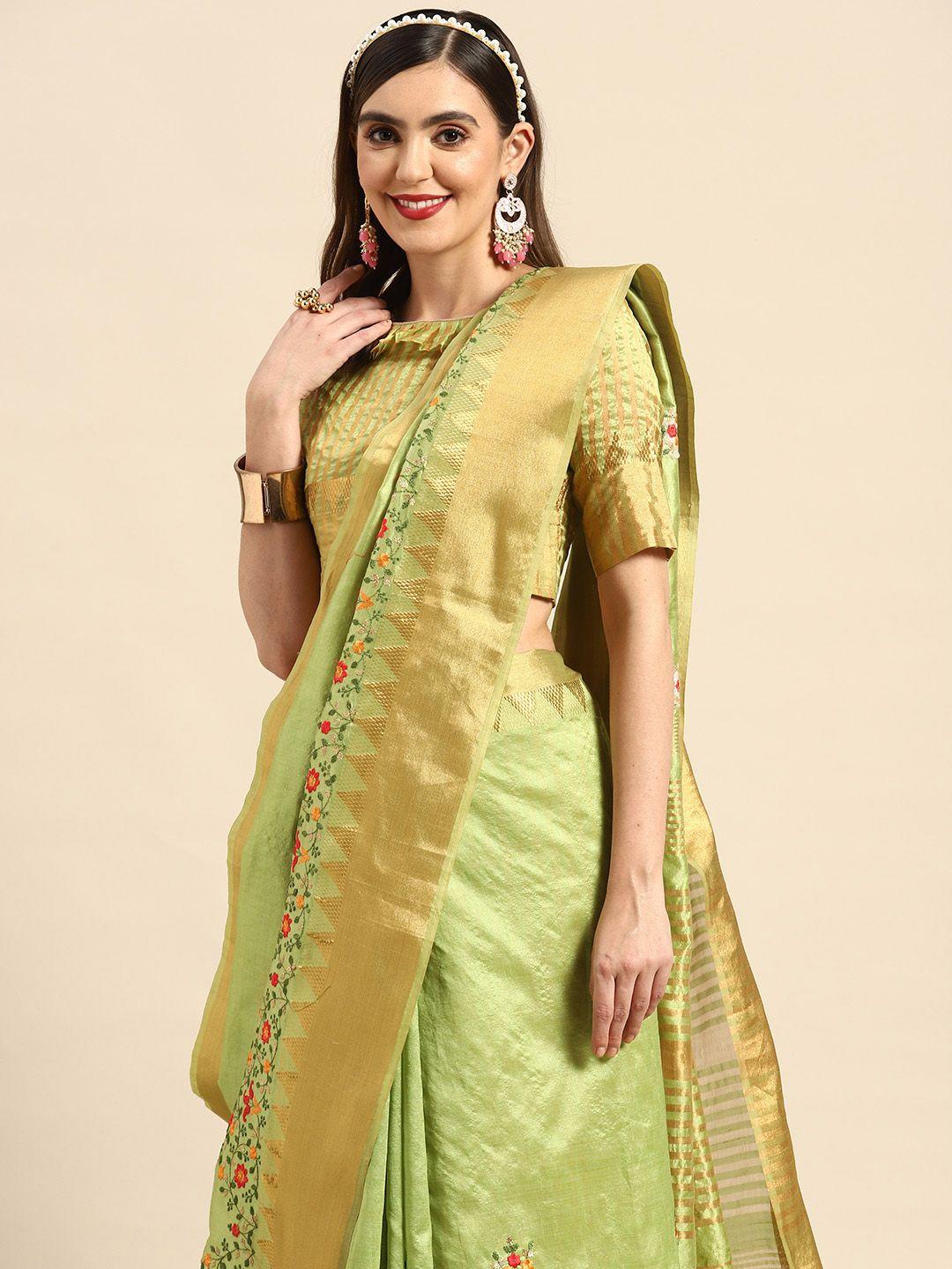 rajgranth-lime-green-floral-embroidered-silk-cotton-chanderi-saree