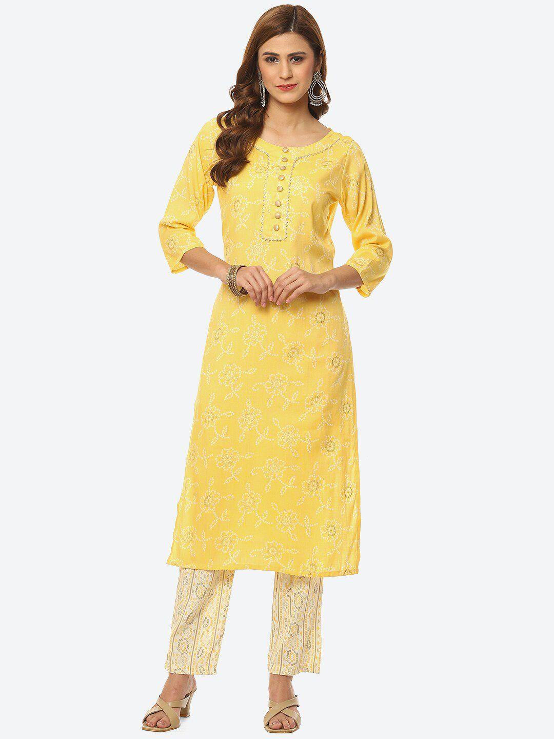 kurti's-by-menka-women-bandhani-printed-pure-cotton-kurta-with-trousers