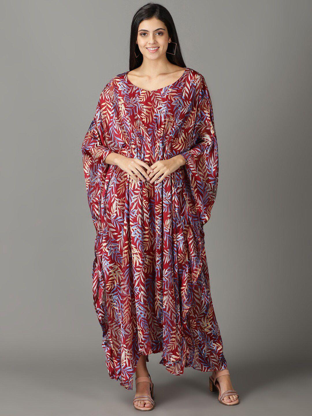 showoff-round-neck-ethnic-motifs-satin-kaftan-midi-dress