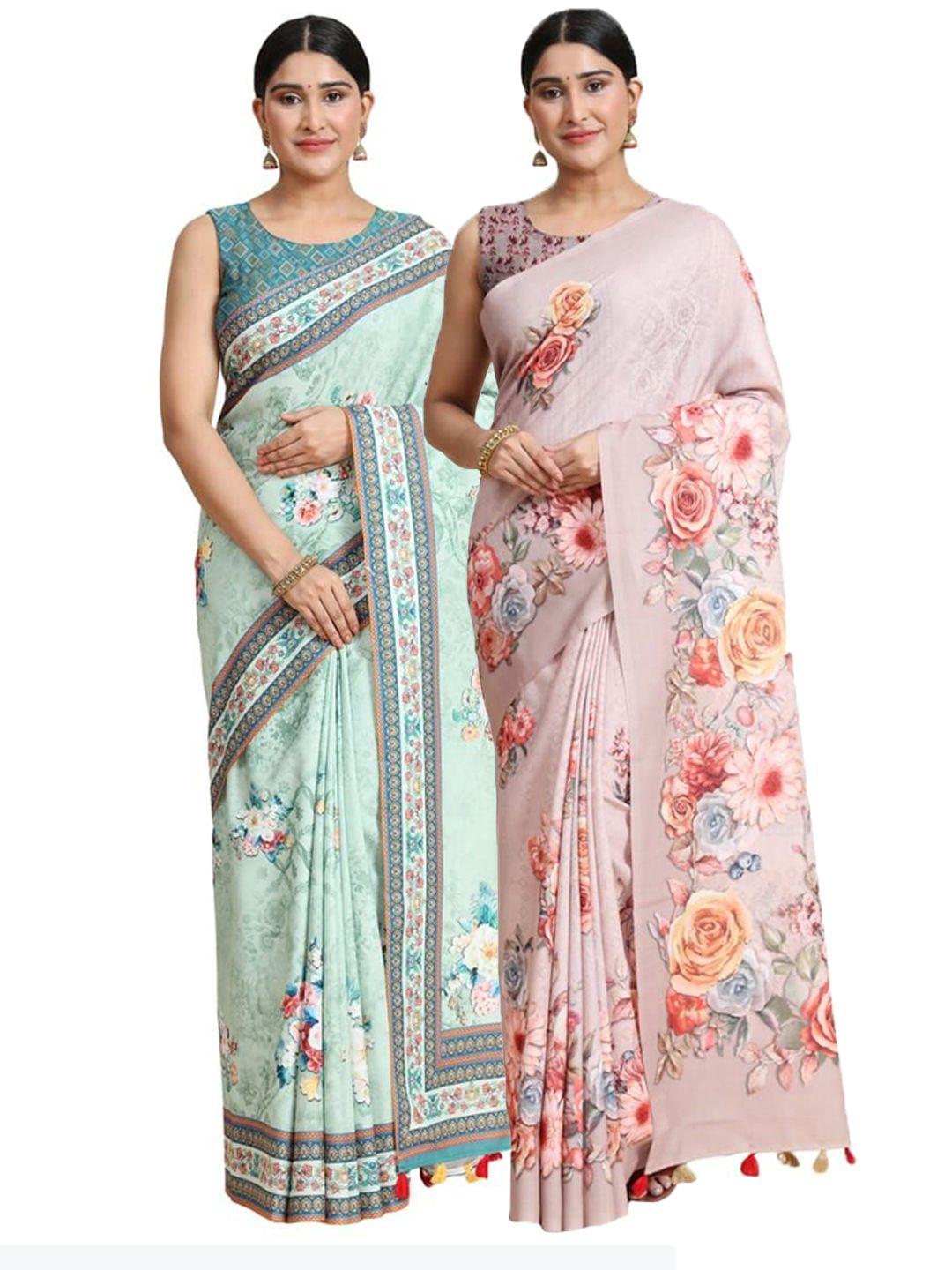 offira-tex-world-pack-of-2-floral-pure-cotton-saree