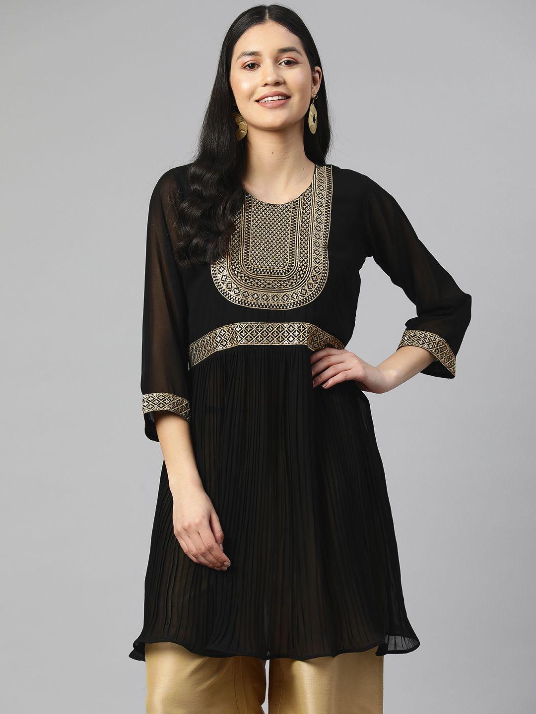 weavetech-impex-geometric-embroidered-sequinned-pleated-kurti