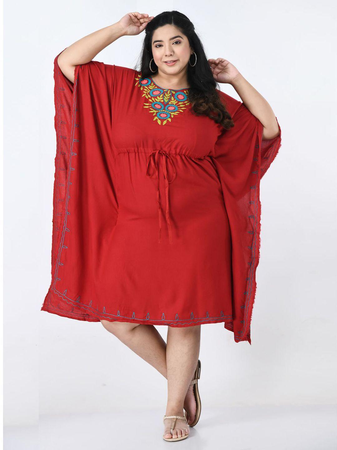 saakaa-plus-size-ethnic-motifs-embroidered-kaftan-dress