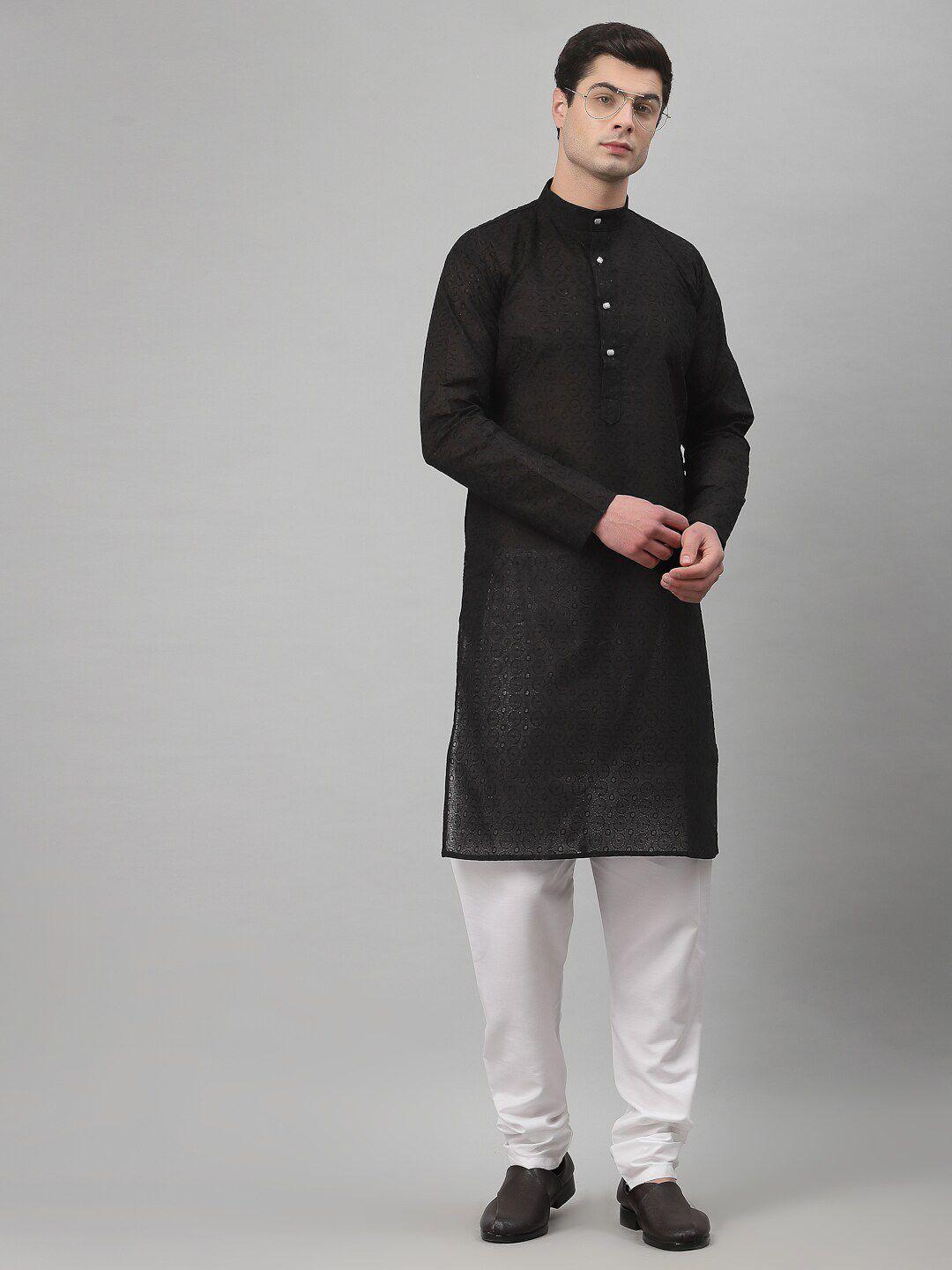 neudis-men-ethnic-motifs-embroidered-thread-work-pure-cotton-kurta-with-churidar